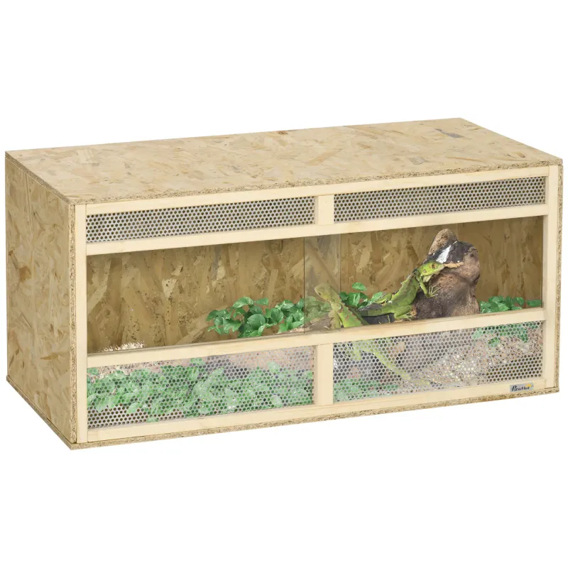 Terrarium aus OSB-Holz mit Glasschiebetür - 100 x 47 x 47 cm