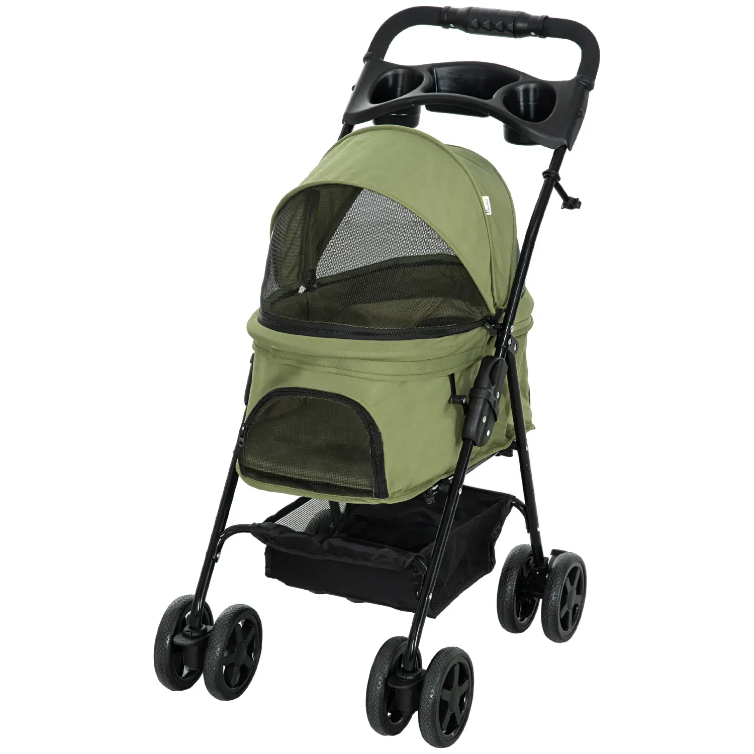 Hundewagen Hundebuggy, klappbar, Pet Stroller, 67 x 45 x 96 cm, Khaki