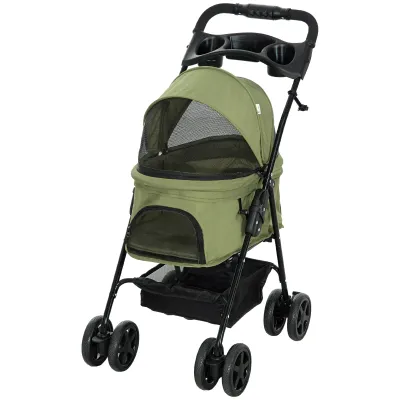 Hundewagen Hundebuggy, klappbar, Pet Stroller, 67 x 45 x 96 cm, Khaki