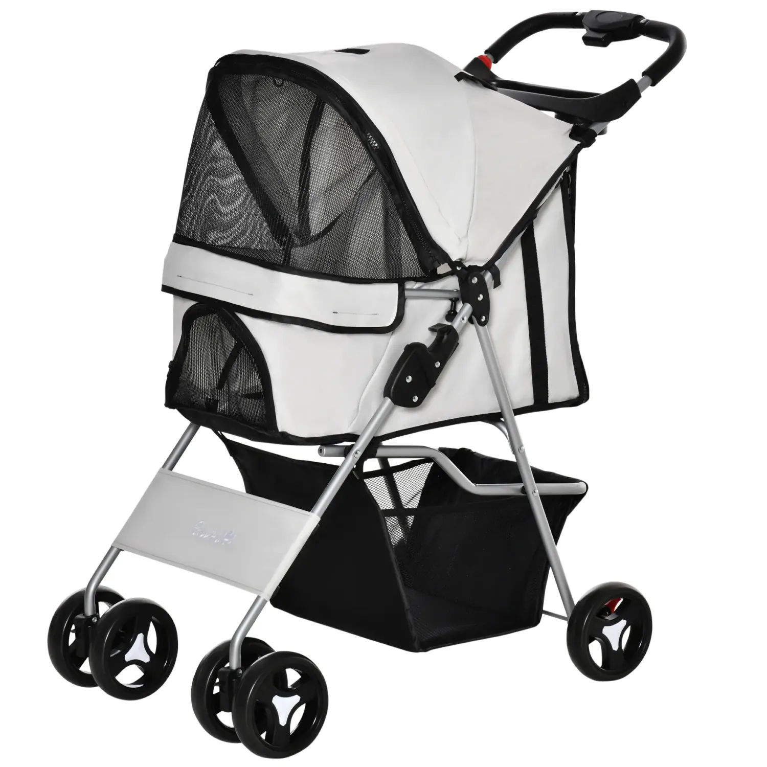 Hundewagen Hundebuggy PetStroller, faltbar wasserdichtes 600D Oxford-Gewebe 4 Räder grau