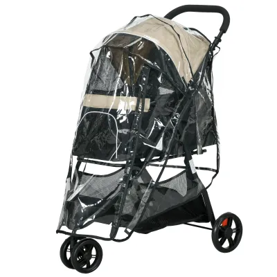 Hundewagen Hundebuggy Pet Stroller, klappbar – Regenschutz, 2 Getränkehalter, Blau/Khaki