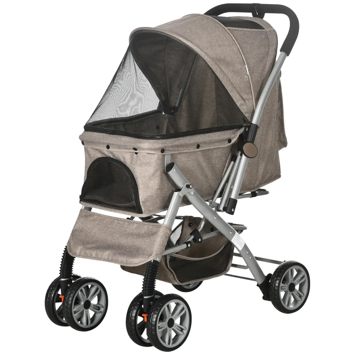 Hundewagen Hundebuggy, Pet Stroller, Korb und Aufbewahrungstasche, braun schwarz