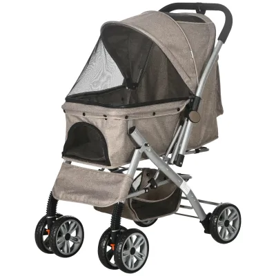 Hundewagen Hundebuggy, Pet Stroller, Korb und Aufbewahrungstasche, braun schwarz