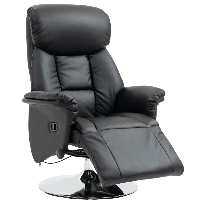 Relaxsessel, Liegefunktion, Lederoptik, Fussstütze, bis 150 kg, 78 x 80 x 109 cm, Schwarz