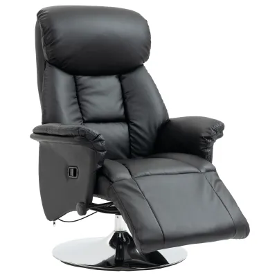 Relaxsessel, Liegefunktion, Lederoptik, Fussstütze, bis 150 kg, 78 x 80 x 109 cm, Schwarz
