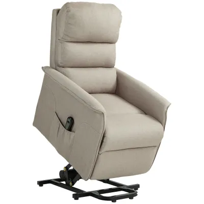 elektrischer Aufstehsessel, verstellbare Rückenlehne/Fussstütze, bis 120 kg, 66 x 90 x 96 cm, Beige