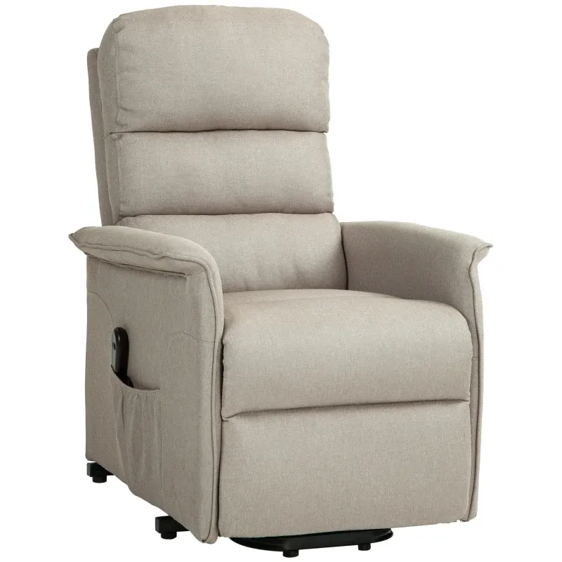 Aufstehsessel, verstellbare Rückenlehne/Fussstütze, bis 120 kg, 66 x 90 x 96 cm, Beige