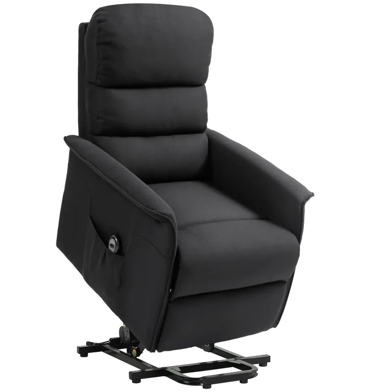Aufstehsessel Relaxsessel, Aufstehhilfe, verstellbare Rückenlehne/Fussstütze, bis 120 kg, 66x90x96 cm, Schwarz