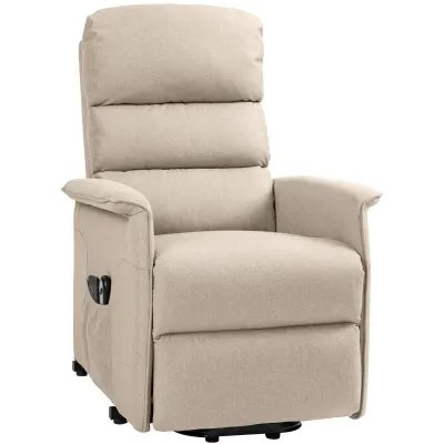 Aufstehsessel, Massagesessel mit neigbarer Rückenlehne beige meliert