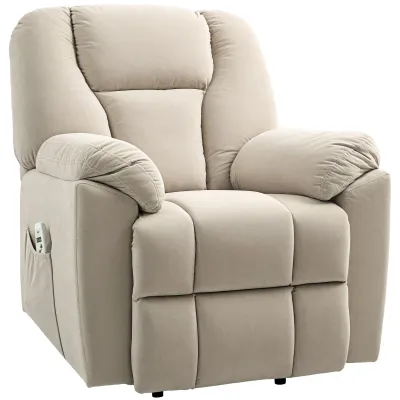 Elektrischer Aufstehsessel mit Massagefunktion und Heizung, USB-Anschlüssen, Fernbedienung, Beige