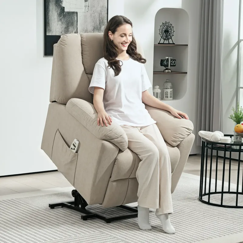 Elektrischer Aufstehsessel Beige | Massage, Heizung, USB, optional Montageservice