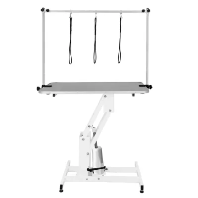 Hydraulischer Trimmtisch Pflegetisch Grooming Table Höhenverstellbar für grössere Haustiere weiss-grau