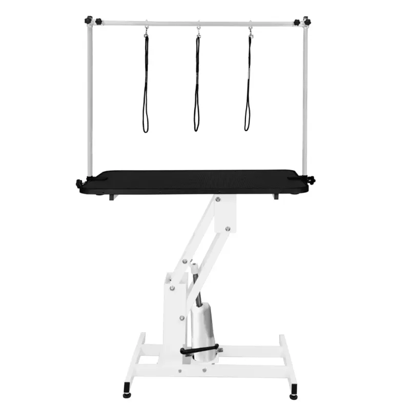 Hydraulischer Trimmtisch Pflegetisch Grooming Table Höhenverstellbar für grössere Haustiere weiss-schwarz
