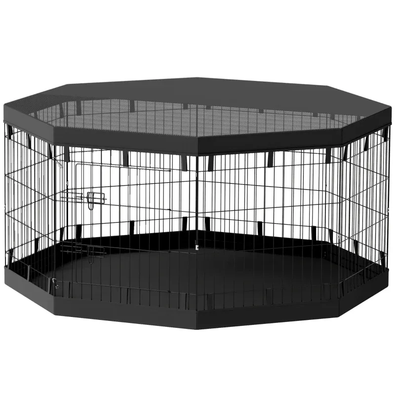 Welpenauslauf, Freilaufgehege, 76 cm hoch/ca. 2,5 m², 8 Paneele, Bodenplane, Kombi-Netz