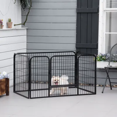 Freilaufgehege Welpenauslauf klappbar – 1 Tür, 129x84x70cm, Schwarz