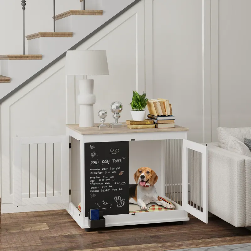 Heim-Hundebox, Hundekäfig mit Tafel weiss – Personalisiert & Stabil