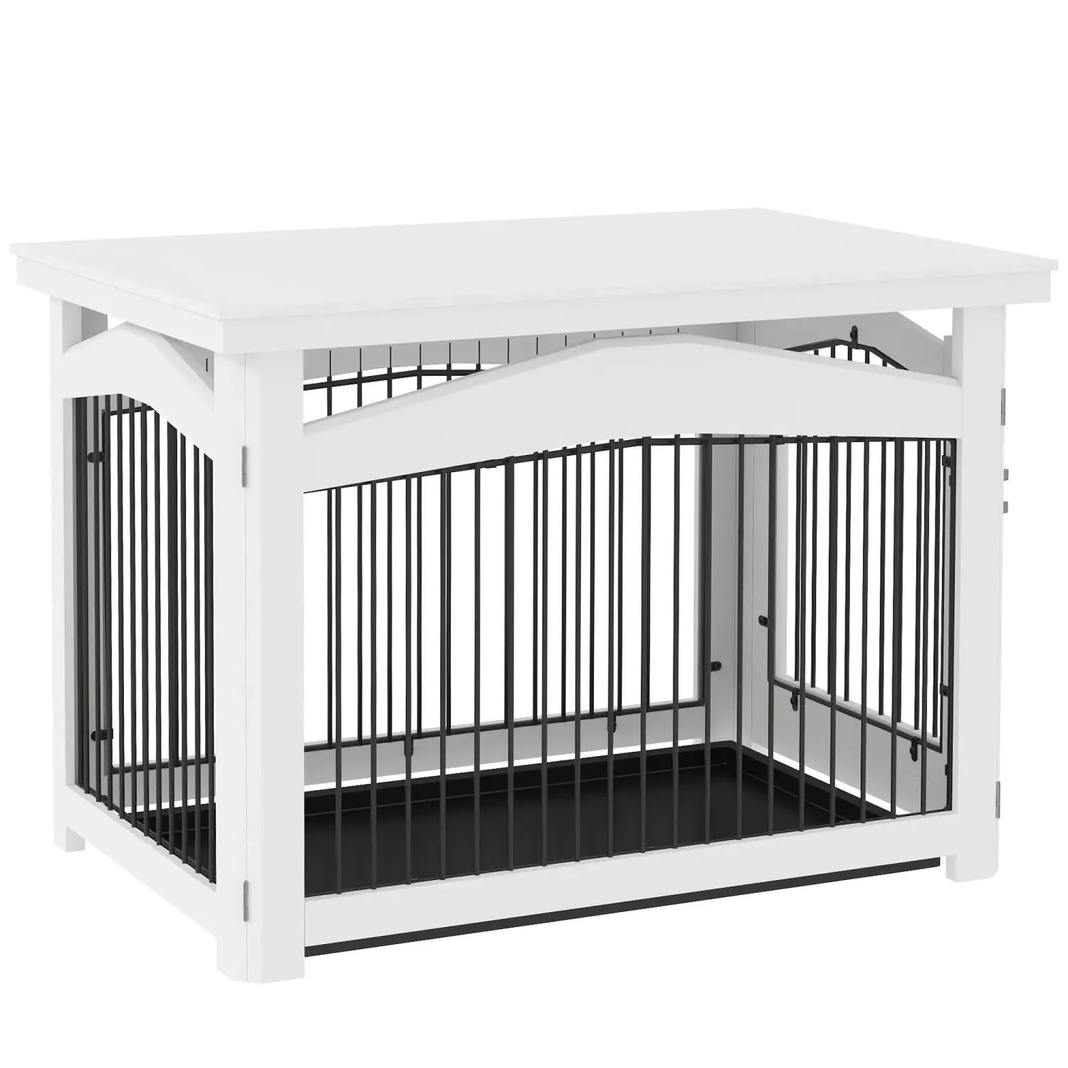 2 in 1 Heim-Hundebox, Hundekäfig Beistelltisch für mittelgrosse Hunde weiss