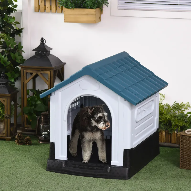 Hundehütte Outdoor – kleine/mittelgrosse Hunde, Weiss/Blau