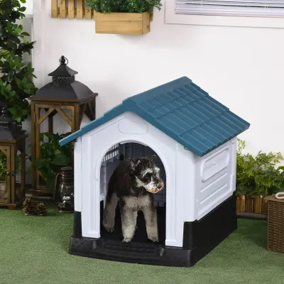 Hundehütte Outdoor – kleine/mittelgrosse Hunde, Weiss/Blau