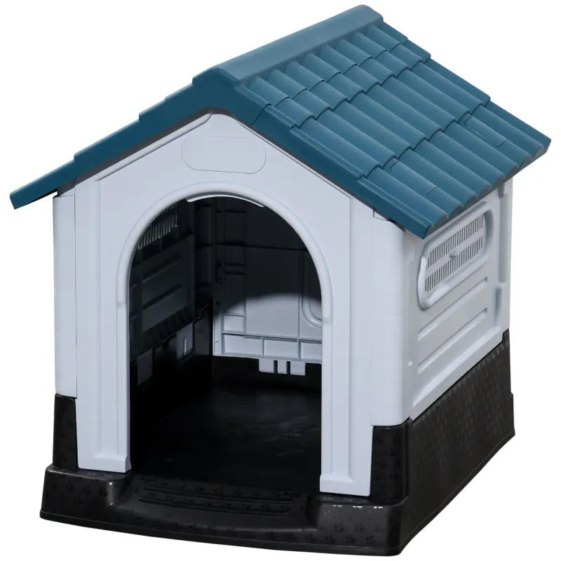 Hundehütte für kleine und mittelgrosse Hunde 64,5 x 57 x 66 cm Weiss und Blau