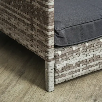 Rattan-Hundehütte Haustierbett – wetterbeständig, abnehmbares Polster, Grau