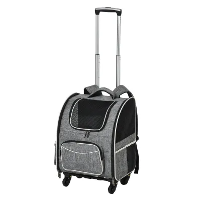 2in1 Hunde Trolley Tragetasche Rucksack Oxfordstoff Grau + Weiss + Schwarz