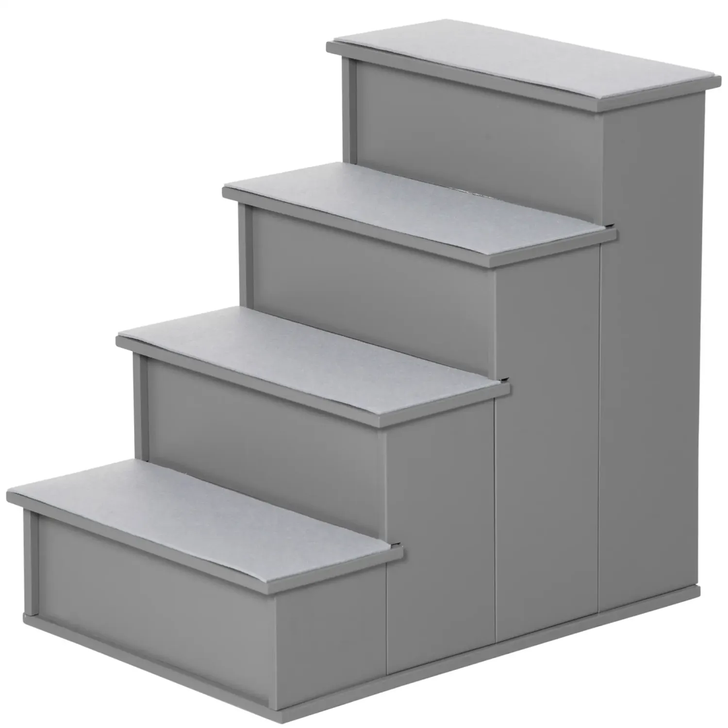 Hundetreppe Haustiertreppe Katzentreppe 4-stufig, Kurzplüsch, bis 30 kg, 40 x 59 x 54,2 cm, Grau