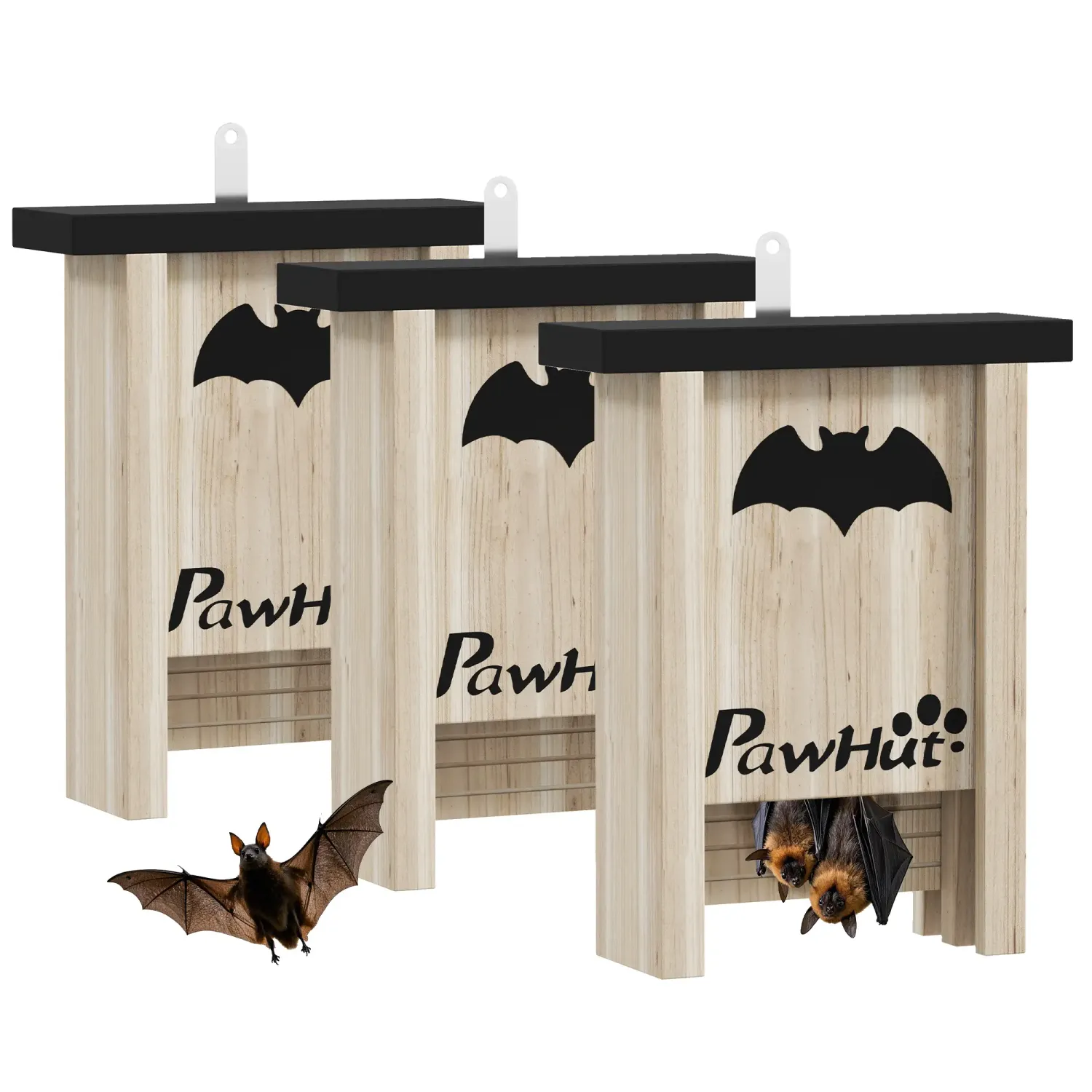3er-Set Fledermauskasten, Fledermaus-Nistkasten, leichtes Aufhängen, 18 x 6 x 22,5 cm