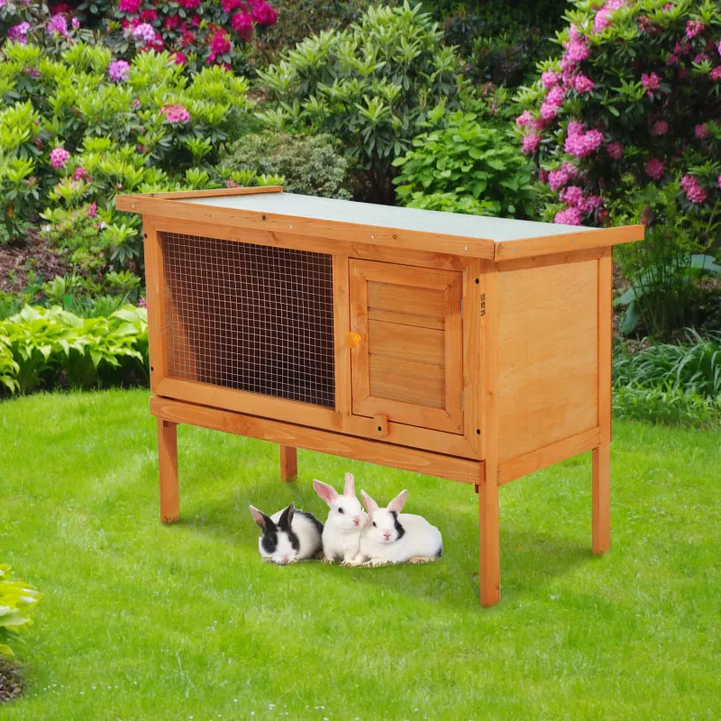 Kleintierstall Zwergkaninchenkäfig Zwergkaninchenstall wetterfest Holz Metall 90 cm x 45 cm x 65 cm