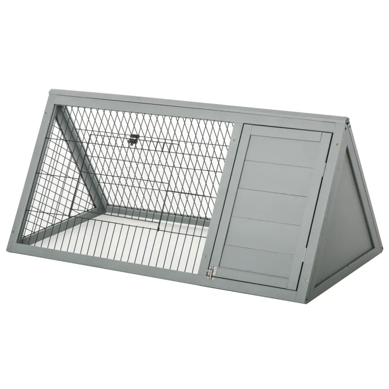 Hasenstall Kaninchenstall aus Tannenholz winterfest mit aufklappbar Dach 84x43x70 cm Grau