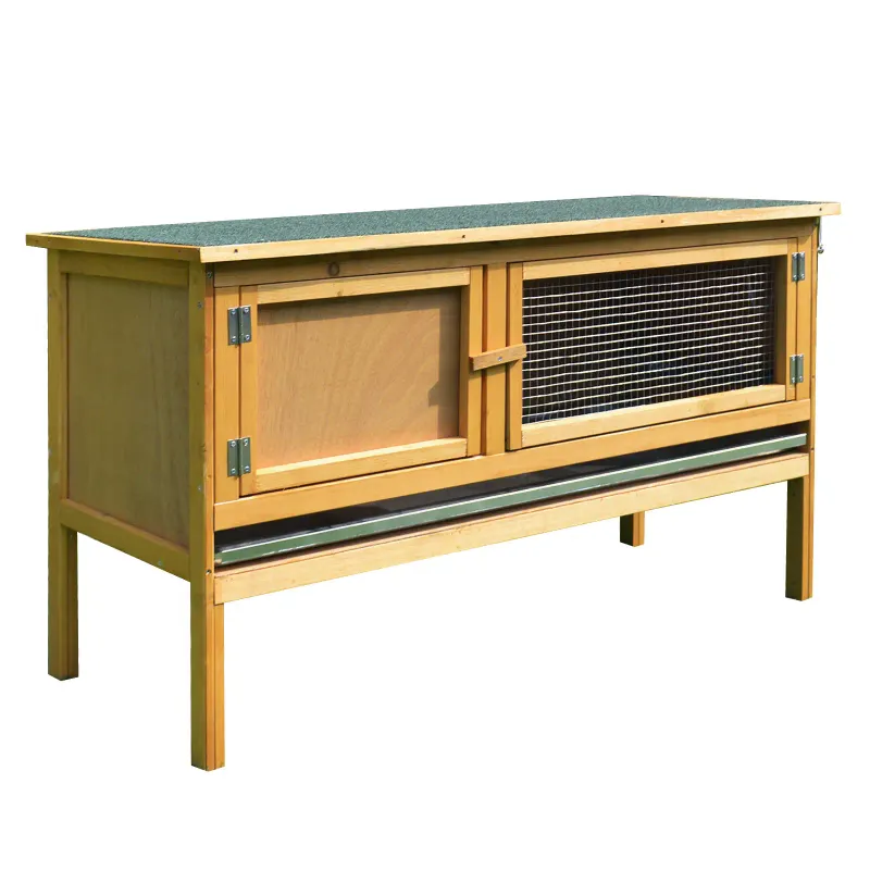 Hasenstall Kaninchenstall 2 Türen herausnehmbare Schublade aus Massivholz 115 x 44,3 x 65 cm Hellbraun