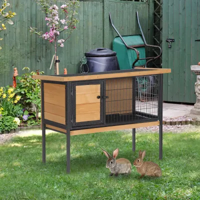 Hasenstall mit Klappdach auf Beinen, Nagetierkäfig, 91,5L x 45B x 70H cm