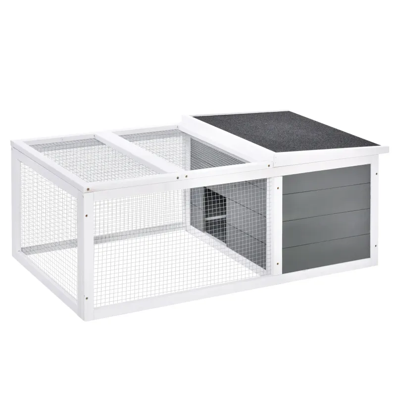 Kaninchenstall aus Holz grau 115x66x47,5 cm