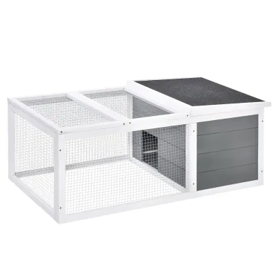 Kaninchenstall aus Holz grau 115x66x47,5 cm