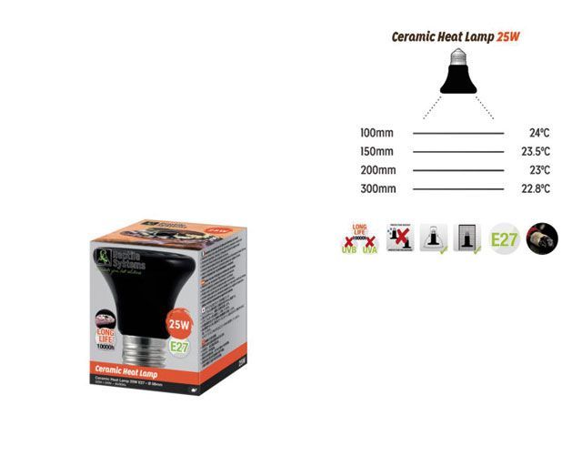 Reptile Systems Ceramic Heat Lamp 25W Wärmelampe Reptilienlampe