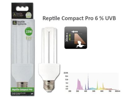 Reptile Systems COMPACT PRO D3 23W E27 6% UVB Terrarium- Reptilienlampe