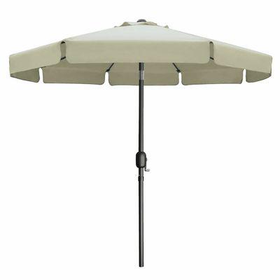 Marbueno Sonnenschirm Stahl 8 Stangen D270 cm Polyester Beige Garten, Pool, Terrasse