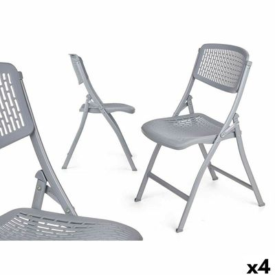 Gepolsterte Campingstuhl ZJ-Y59GR Grau 59 x 50 x 82 cm 108 x 13,5 x 50 cm (4 Stück)
