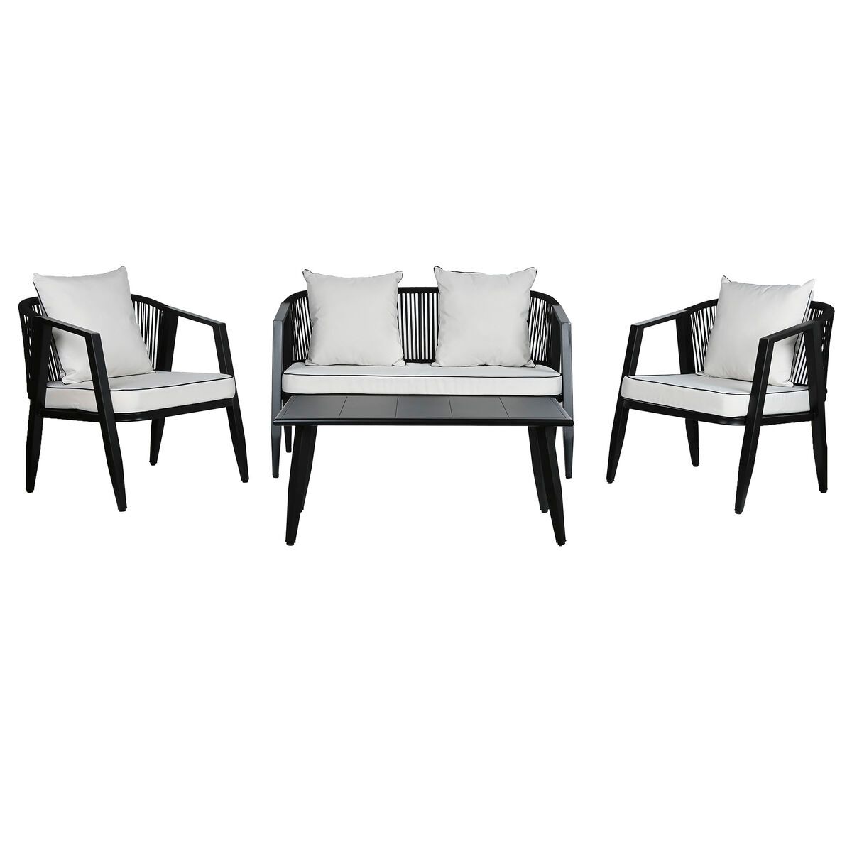 Gartenmöbel Home ESPRIT Weiß Schwarz 123 x 66 x 72 cm 123 x 66 x 74 cm (4 Stücke)