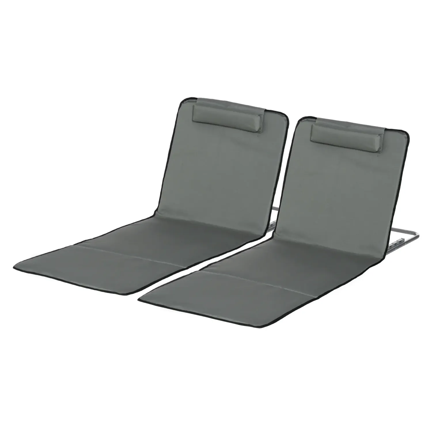 2er-Set Strandmatte, verstellbar, faltbar, 124L x 53B x 37-50H cm, Grau
