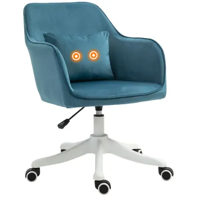 Bürostuhl Samt Blau – mit Massagefunktion &amp; 360° Drehung