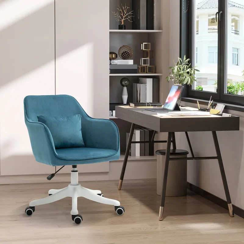 Massagesessel Bürostuhl – Samt Blau | 360° drehbar, höhenverstellbar, Lendenmassage