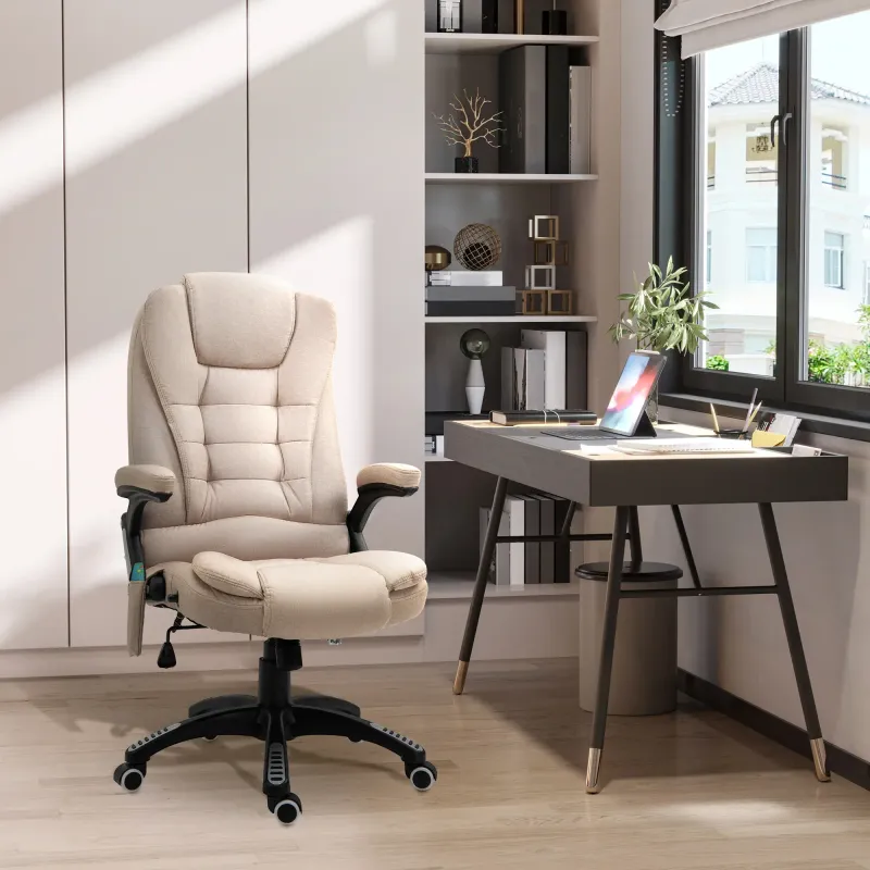 Massagesessel mit Wärme – Ergonomischer Bürostuhl, Braun | 6 Punkte, 130° Liege
