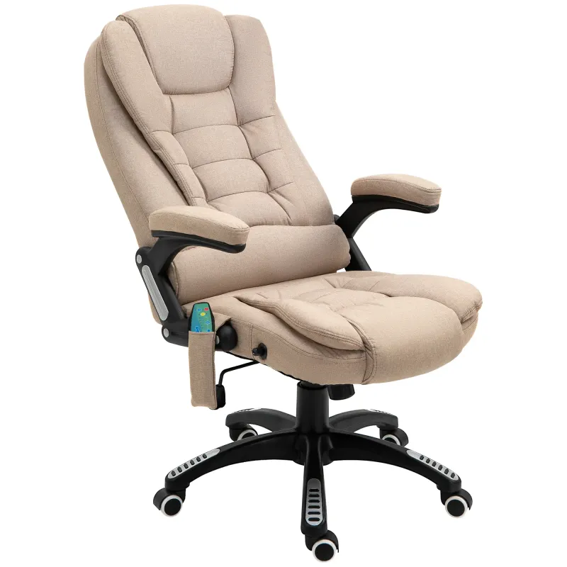 Massagesessel mit Wärmefunktion, Ergonomischer Schreibtischstuhl, höhenverstellbar, 68L x 72B x 110-120 cm, Braun