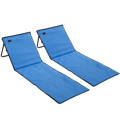 Set aus 2 gepolsterten Strandmatten verstellbare Multi-Positions-Rückenlehne inklusive Transporttasche blau