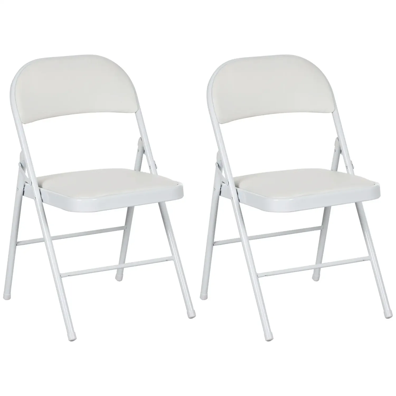 2er-Set Klappstühle für Büro, Empfang, Wartezimmer, Camping Kunstleder, Weiss