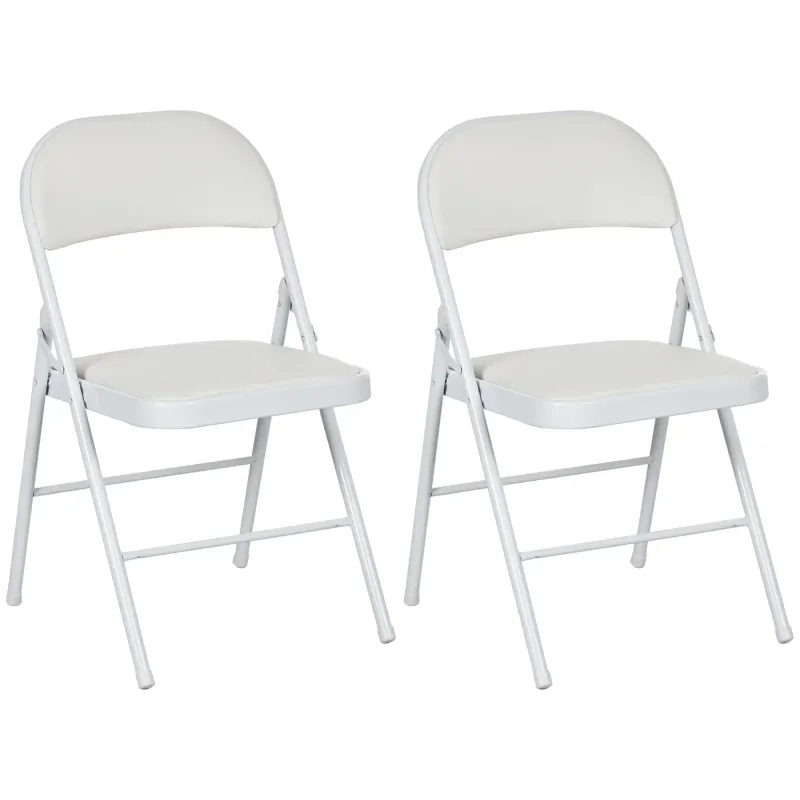 2er-Set Klappstühle für Büro, Empfang, Wartezimmer, Camping Kunstleder, Weiss
