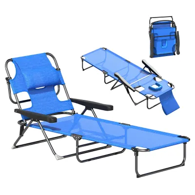 Sonnenliege Gartenliegen Relaxliege, klappbar, wetterbeständig, Schwarz + Dunkelblau