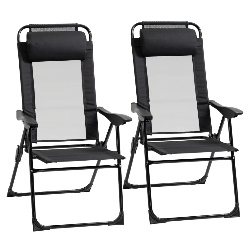 Set mit 2 Gartenstühlen, Campingstuhl, Balkonstuhl, Schwarz
