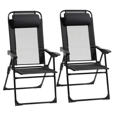 Set mit 2 Gartenstühlen, Campingstuhl, Balkonstuhl, Schwarz